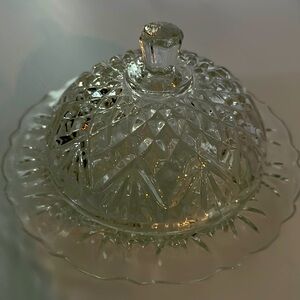 VINTAGE! Indiana Glass Cut Glass Dome Butter Dish